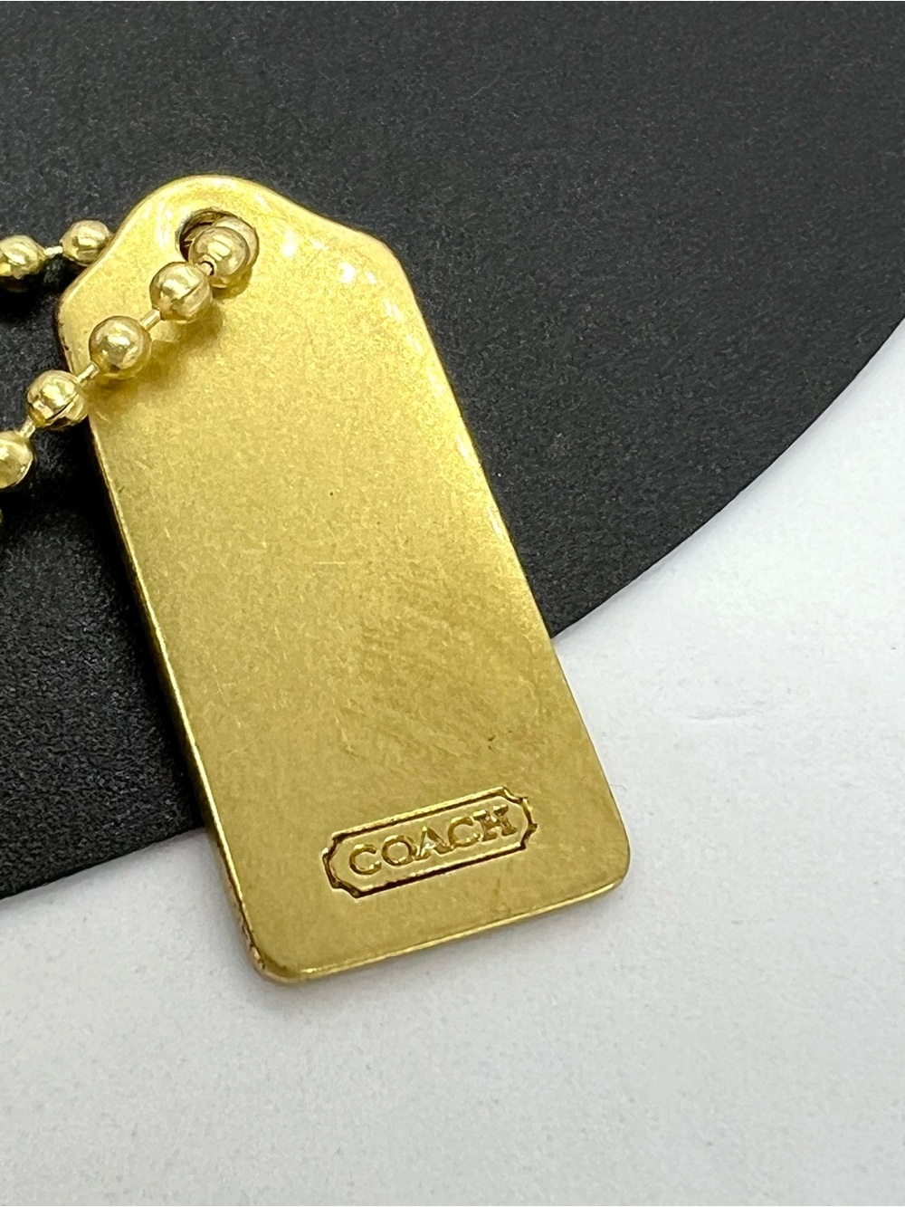 Authentic Coach Brass Tone Metal Logo Bag Hangtag Purse Charm Keychain Tag - Picture 2 of 10